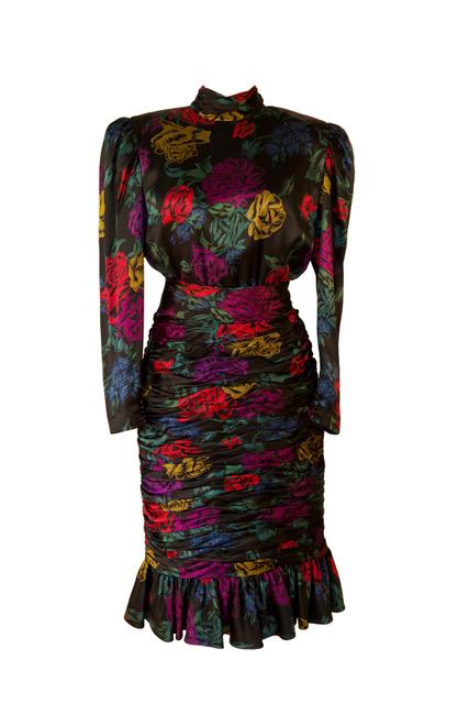 Vintage Albert Nipon floral silk print dress